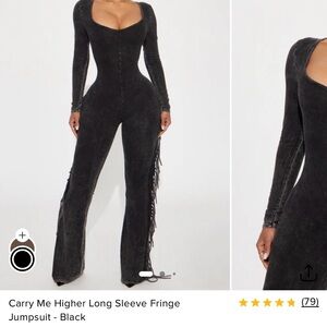 Fashion Nova Elegant Black Fringe Jumpsuit